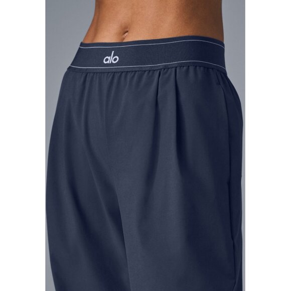 Alo Suit Up Trousers Navy High-Rise Waist Windbreaker Wide Leg Edgy Slacks Pants - Picture 3 of 10